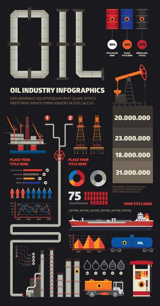 Olja industrin infographics med pipeline borste — Stock vektor