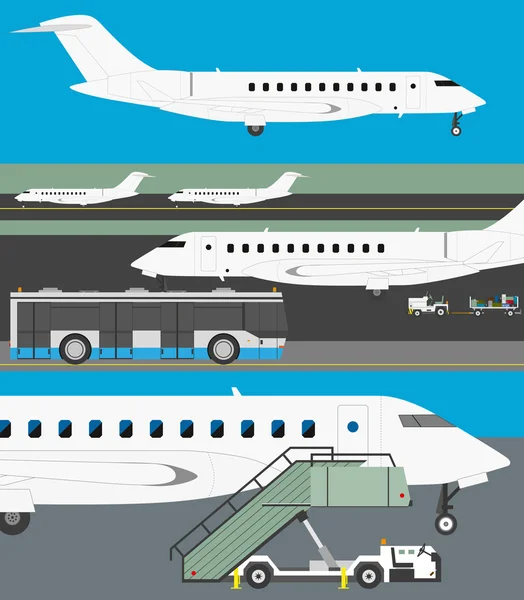 Ensemble vectoriel aéroport — Image vectorielle