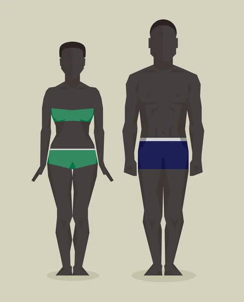 Тела чёрных мужчин и женщин — стоковый вектор