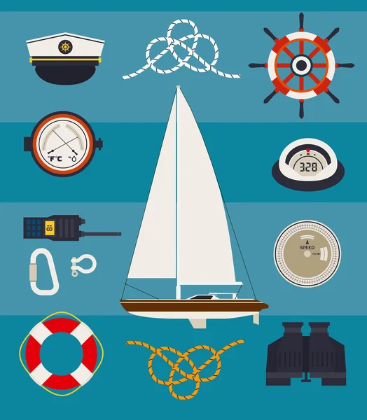 Yacht equipment vector infographics — Stock Vector