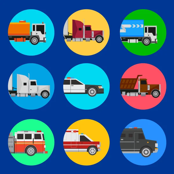 Cars icons on a blue background — Stock Vector