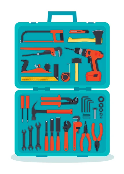 Werkzeuge in einem Werkzeugkasten — Stockvektor