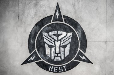 singapore-April 28,2015:transformer logo (autobot) in wall at Sc clipart