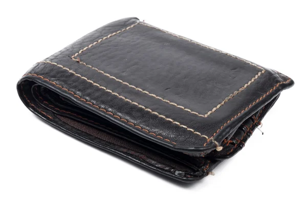 Wallet old brown no money isolated — Stock Photo, Image