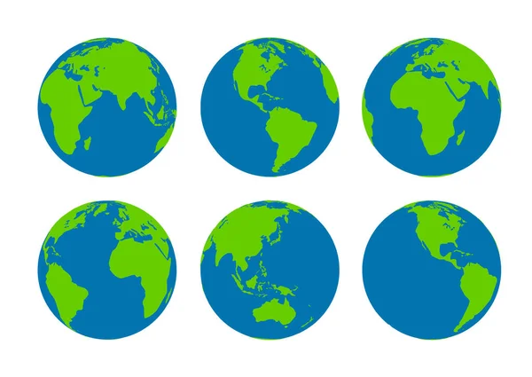 Zes Aardse Globes Vector — Stockvector