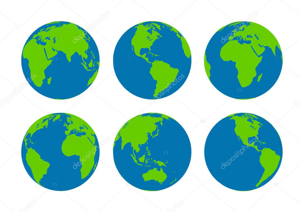 Six Earth globes vector