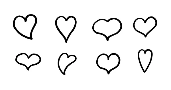 Hand drawn hearts set — Stock Vector