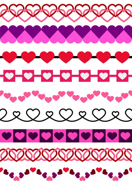 Vector borders with hearts. — Stock Vector