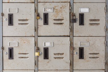 Eski dolap ve asma kilit dokusu arkaplanı ve kopyalama alanı deseni