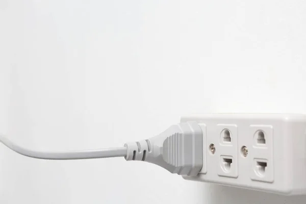 Power Socket Electrical Plug White Background Copy Space — Foto de Stock