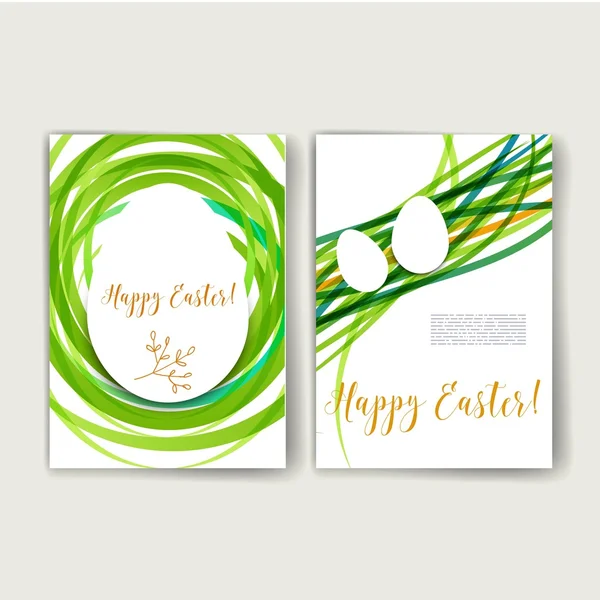 Set of Trendy Easter Posters with hand drawn Background. Modern Hipster Style for Invitation, Business Contemporary Design. Hand Drawn Elements for Placards, Flyer — Stock Vector