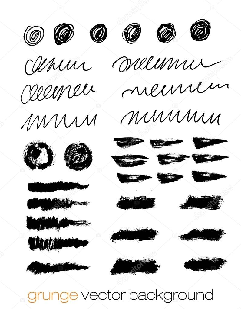 Vector set of grunge brush strokes collection.