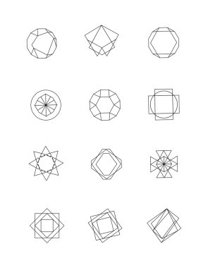 Mistik logoları ile Trendy soyut kart dizisini. Davet, iş çağdaş tasarım modern yenilikçi stili. Öğeleri, posterlerini açmaları, el ilanı