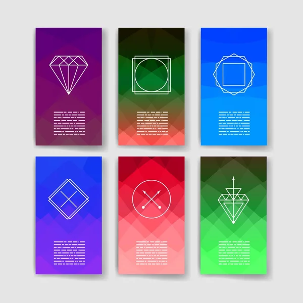 Conjunto de tarjetas abstractas de moda con logotipos místicos. Estilo Hipster moderno para la invitación, diseño contemporáneo de negocios. Elementos, Placas, Volante — Archivo Imágenes Vectoriales