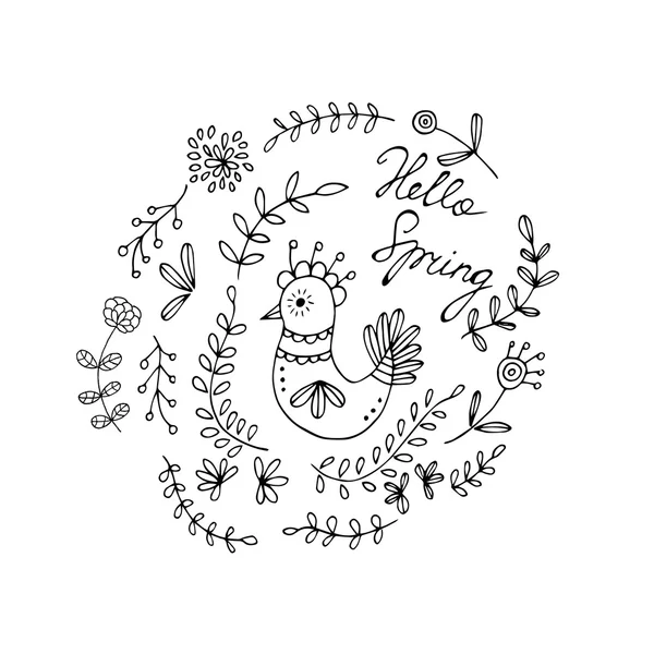 Hand drawn vintage floral elements. — Stock Vector