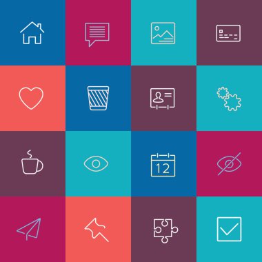 mobil arayüz için basit bir çizgi modern simgeler vektör koleksiyonu. değişken satır genişliği ile mobil UI simgeleri ince çizgi piksel hizalı.