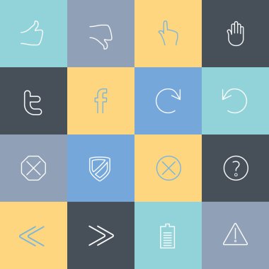 mobil arayüz için basit bir çizgi modern simgeler vektör koleksiyonu. değişken satır genişliği ile mobil UI simgeleri ince çizgi piksel hizalı.