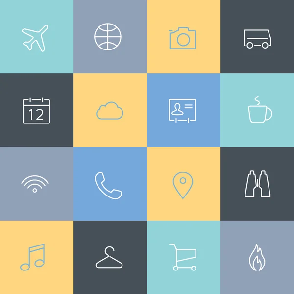 Vektor samling af enkle linje moderne ikoner til mobil grænseflade. Fine linje pixel justeret mobile ui ikoner med variabel linjebredde . – Stock-vektor