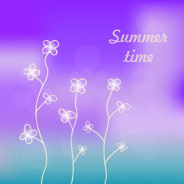 Sevimli çizgi çiçek örgü zemin üzerine.