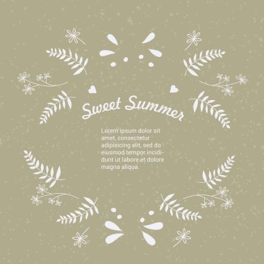 Sevimli çizgi çiçek örgü zemin üzerine.