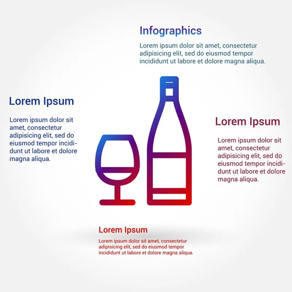 Инфографический шаблон для темы бокалов и икон бутылок — стоковый вектор