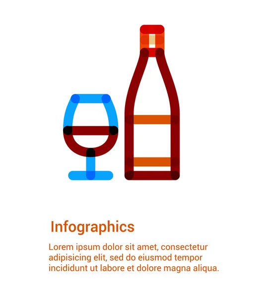 Flat wine icon infographic illustration — Stock Vector