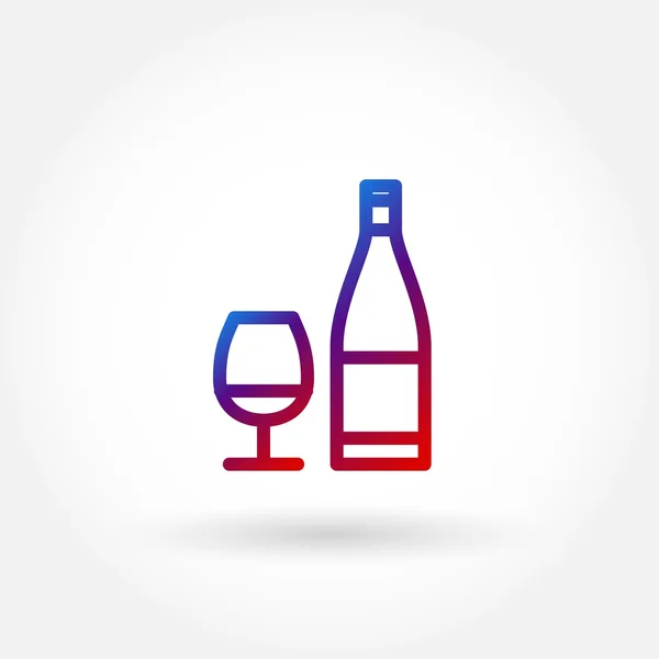 다채로운 와인 유리와 병 아이콘. — 스톡 벡터