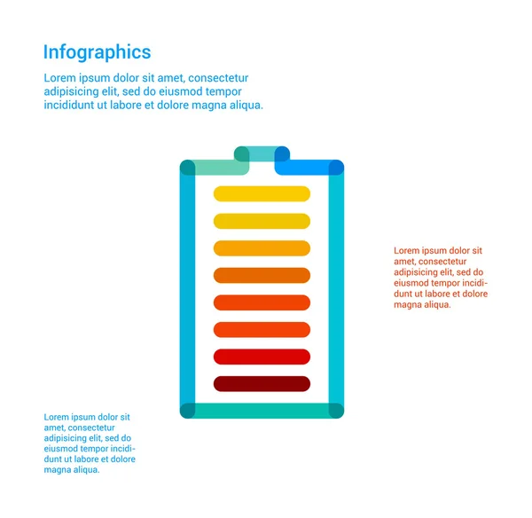 Battery full flat line icon infographic illustration — Stock Vector