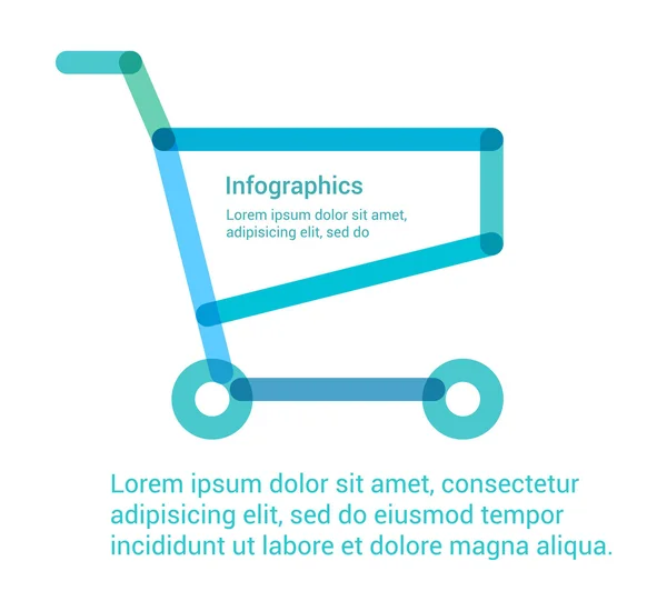 Shopping cart flat line icon infographic illustration — Stock Vector