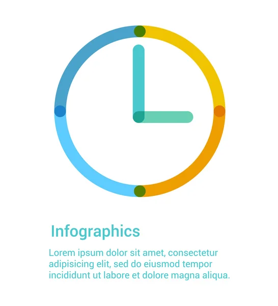 Klockan platt linje-ikonen infographic illustration — Stock vektor