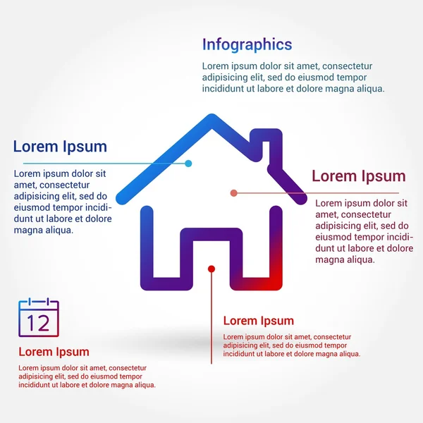 Ligne colorée icône de la maison. icônes modernes pour interface mobile — Image vectorielle