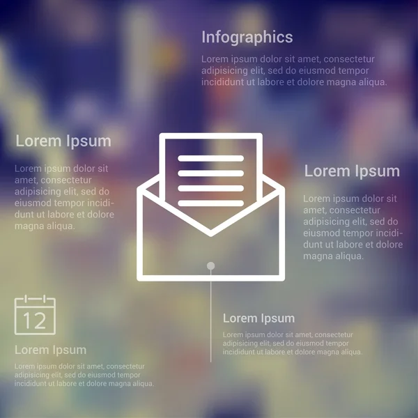 Plantilla de infografías sobre fondo oscuro para el tema del correo — Archivo Imágenes Vectoriales