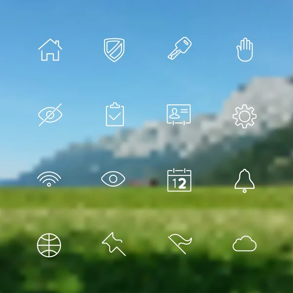 Indsamling af enkle linje moderne ikoner til mobil grænseflade på sløret baggrund – Stock-vektor