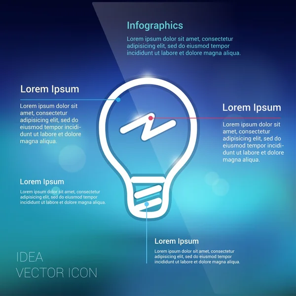 Plantilla de infografías sobre fondo azul para tema de bombilla — Archivo Imágenes Vectoriales