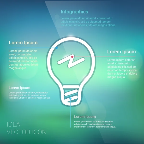 Plantilla de infografías sobre fondo azul para tema de bombilla — Archivo Imágenes Vectoriales