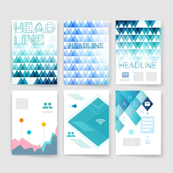 Templates. Set of Flyer, Brochure Design Templates. Mobile Technologies, Applications and Infographic Concept. Modern flat design icons for mobile or smartphone on a light background. — Stock Vector