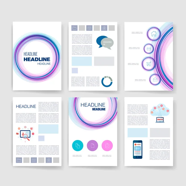 Templates. Set of Flyer, Brochure Design Templates. Mobile Technologies, Applications and Infographic Concept. Modern flat design icons for mobile or smartphone on a light background. — Stock Vector