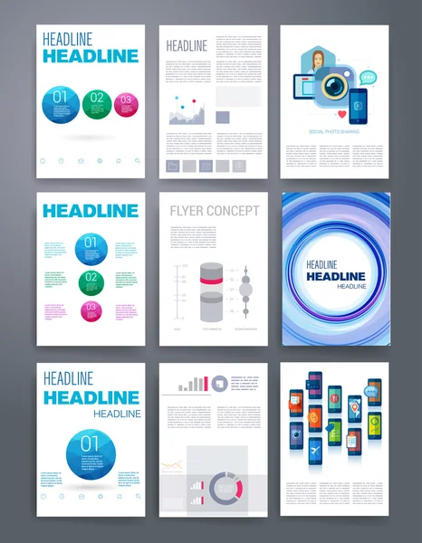 Design Template Set for Web, Mail, Brochures. Mobile, Technology, App ui and Infographic Concept. — Stock Vector