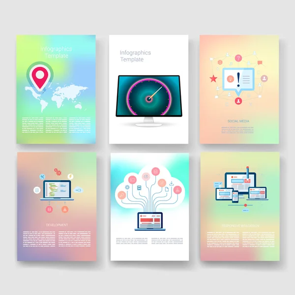 Templates. Design Set of Web, Mail, Brochures. Mobile, Technology, Infographic Concept. Modern flat and line icons. App UI interface mockup. Web ux design. — Stockvector