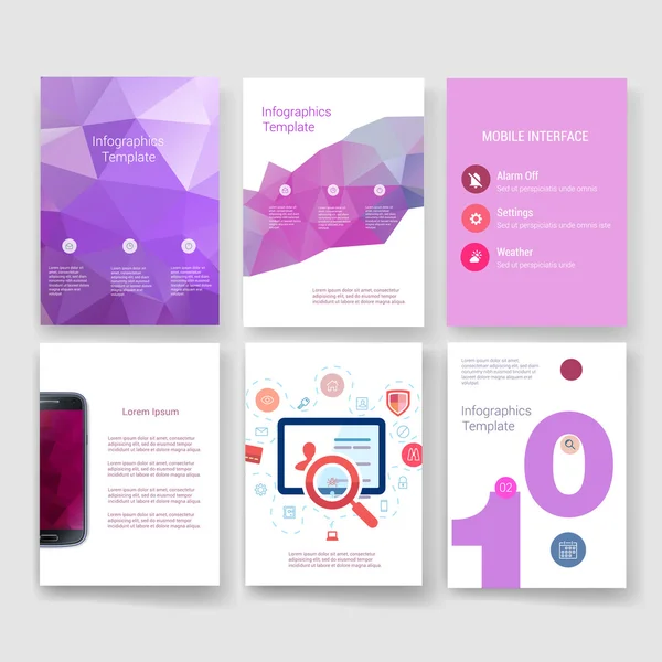 Modelli. Design Set di Web, Mail, Brochure. Mobile, Tecnologia, Concetto Infografica. Icone moderne piatte e linee. Mockup dell'interfaccia dell'interfaccia dell'interfaccia dell'app. Web ux design . — Vettoriale Stock