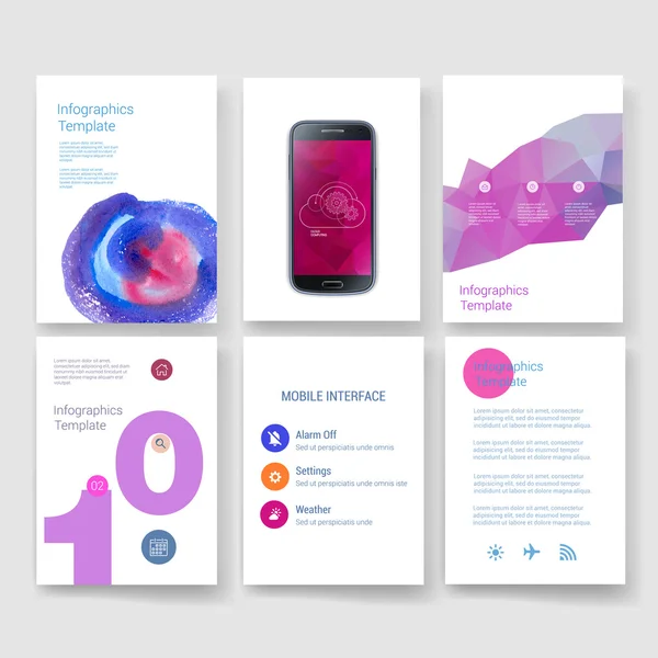 Modelli. Design Set di Web, Mail, Brochure. Mobile, Tecnologia, Concetto Infografica. Icone moderne piatte e linee. Mockup dell'interfaccia dell'interfaccia dell'interfaccia dell'app. Web ux design . — Vettoriale Stock