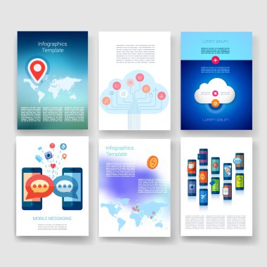 Templates. Design Set of Web, Mail, Brochures. Mobile, Technology, Infographic Concept. Modern flat and line icons. App UI interface mockup. Web ux design.