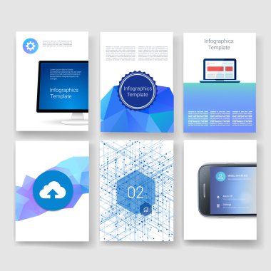 Templates. Design Set of Web, Mail, Brochures. Mobile, Technology, Infographic Concept. Modern flat and line icons. App UI interface mockup. Web ux design.