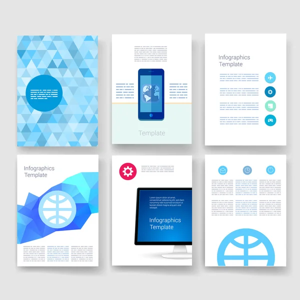 Templates. Design Set of Web, Mail, Brochures. Mobile, Technology, Infographic Concept. Modern flat and line icons. App UI interface mockup. Web ux design. — 图库矢量图片