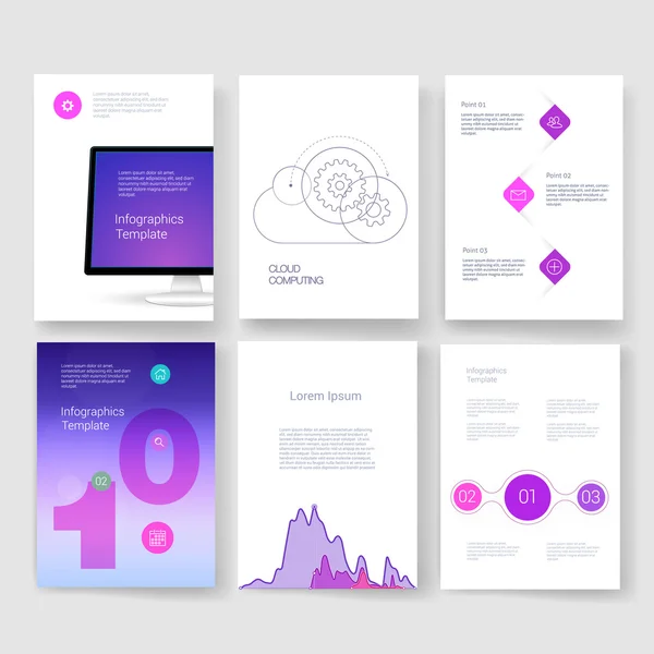 Templates. Design Set of Web, Mail, Brochures. Mobile, Technology, Infographic Concept. Modern flat and line icons. App UI interface mockup. Web ux design. — Wektor stockowy