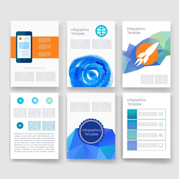 Templates. Design Set of Web, Mail, Brochures. Mobile, Technology, Infographic Concept. Modern flat and line icons. App UI interface mockup. Web ux design. — Stok Vektör