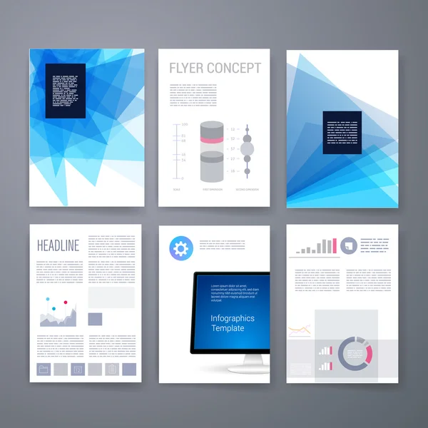 Templates. Design Set of Web, Mail, Brochures. Mobile, Technology, Infographic Concept. Modern flat and line icons. App UI interface mockup. Web ux design. — Stockový vektor