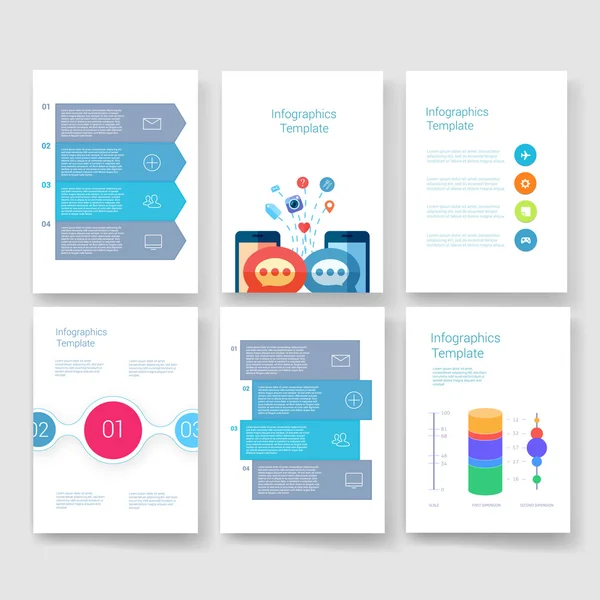 Templates. Design Set of Web, Mail, Brochures. Mobile, Technology, Infographic Concept. Modern flat and line icons. App UI interface mockup. Web ux design. — 图库矢量图片