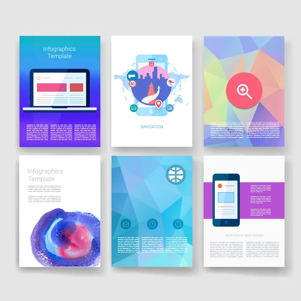 Templates. Design Set of Web, Mail, Brochures. Mobile, Technology, Infographic Concept. Modern flat and line icons. App UI interface mockup. Web ux design. — Διανυσματικό Αρχείο