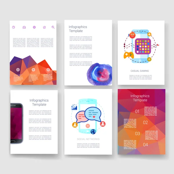 Templates. Design Set of Web, Mail, Brochures. Mobile, Technology, Infographic Concept. Modern flat and line icons. App UI interface mockup. Web ux design. — Stockvector